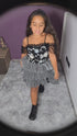 Girls Black Grey Layered Ruffle Hi-Low Jardin Chloe Dress, Sizes 12M-14